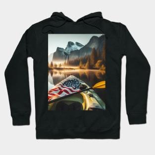 kayak paddle american flag Hoodie